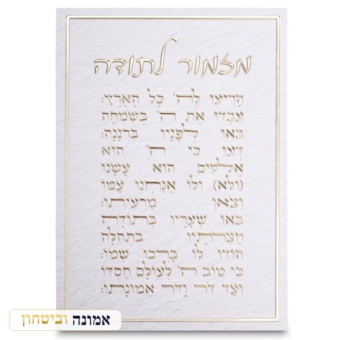 תמונת קנווס "אותיות בולטות " מזמור לתודה 35x25 ס"מ — מבט ראשי