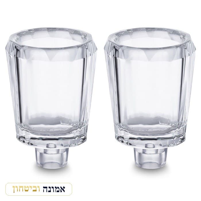 זוג כוסיות לשמן קריסטל שקוף 9x6 ס"מ — מבט ראשי