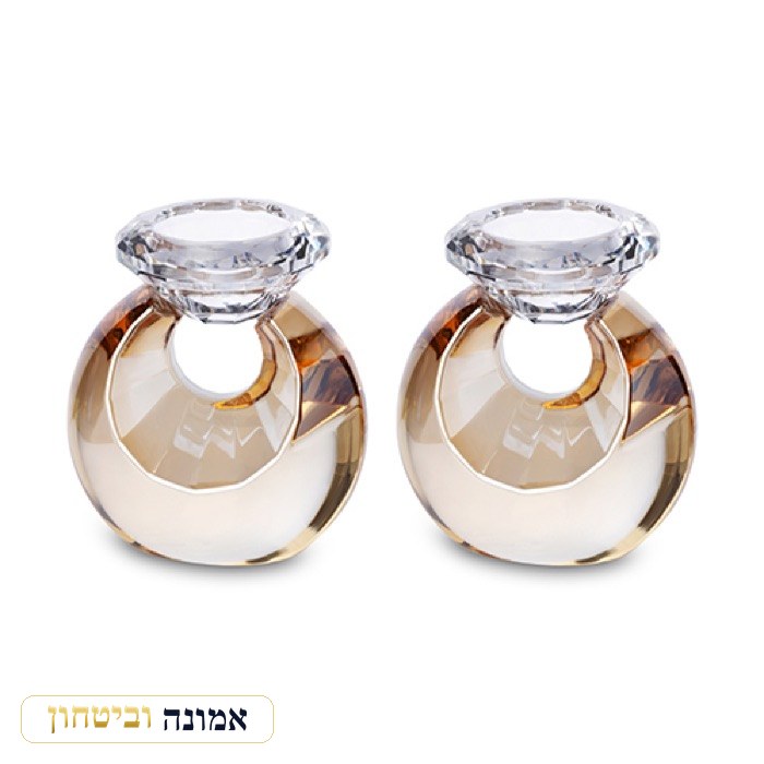 זוג פמוטי קריסטל מהודרים 10 ס"מ