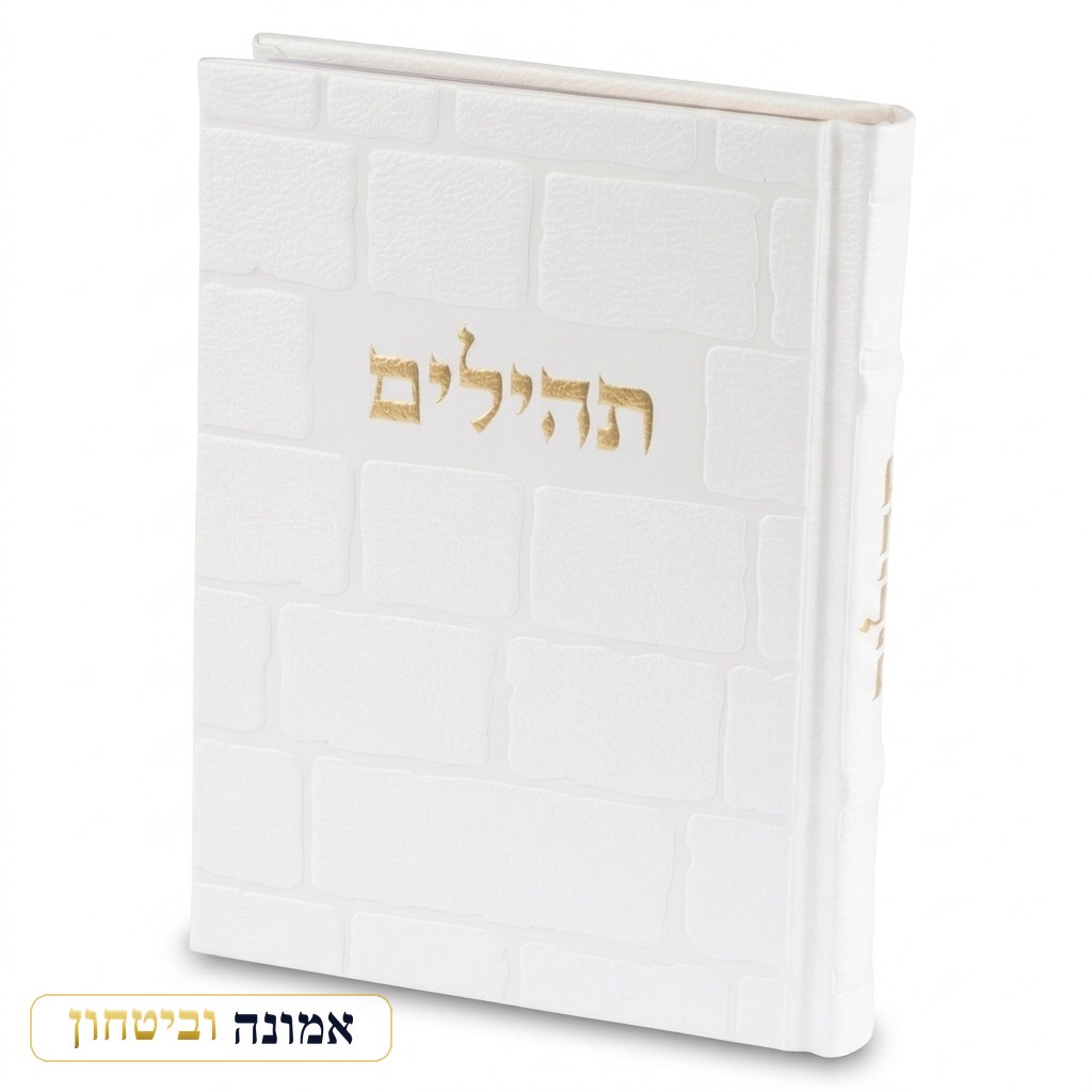תהילים "כתר התפילה" כריכה מהודרת דמוי עור 17.5x12 ס"מ — לבן קלאסי